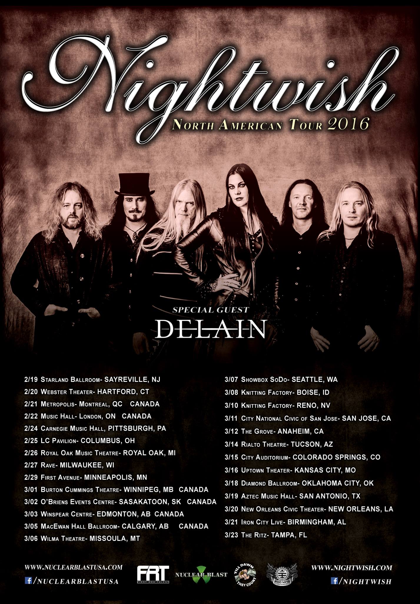 nightwish europe tour 2016